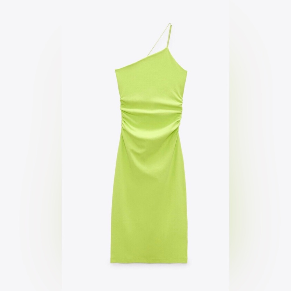 Zara One Shoulder Lime Dress
